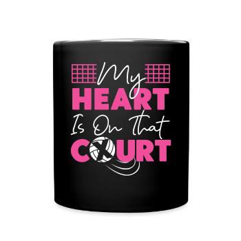Équipe de volley-ball Mon cœur est - Mug uni - noir - Devant