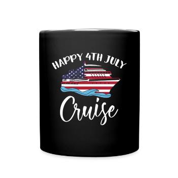 Happy 4th July Cruise Shirt Amerika USA Fahne - Tasse einfarbig - Schwarz - Vorne