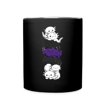 Zweigeschlechtliche Flagge Axolotl Haufen Kawaii - Tasse einfarbig - Schwarz - Vorne
