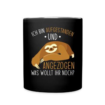 Faultier Geschenk Faultier Sprüche - Tasse einfarbig - Schwarz - Vorne