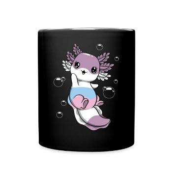 Intersexuelle Flagge Axolotl Haufen Kawaii - Tasse einfarbig - Schwarz - Vorne
