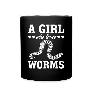 Nettes Wurmmädchen Ich Ein Mädchen, das Würmer - Tasse einfarbig - Schwarz - Vorne