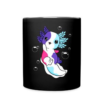Mehrgeschlechtliche Flagge Axolotl Haufen Kawaii - Tasse einfarbig - Schwarz - Vorne