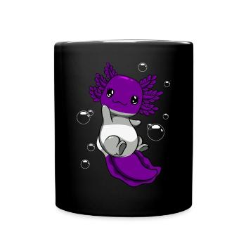 Graugeschlechtliche Flagge Axolotl Haufen Kawaii - Tasse einfarbig - Schwarz - Vorne