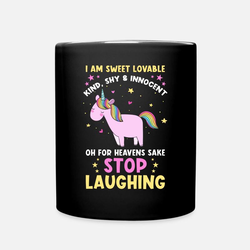 Einhorn Sprüche Lustiges Einhorn Damen Mädchen - Tasse einfarbig - Schwarz