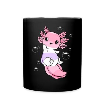 Pomossexual Flag Axolotl Pile Kawaii - Full Colour Mug - black - Front