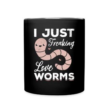 Netter Wurmliebhaber Ich liebe nur verdammte - Tasse einfarbig - Schwarz - Vorne