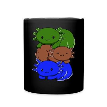 Sapiosexual Flag Axolotl Pile Kawaii - Full Colour Mug - black - Front