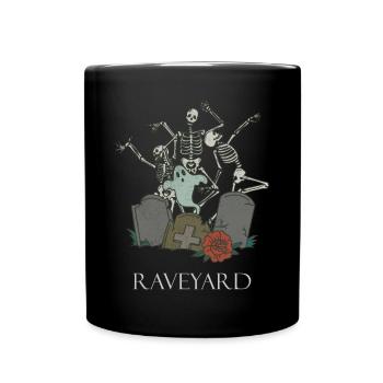 Funny Skeleton Raving Rave Heavy Metal Goth - Full Colour Mug - black - Front