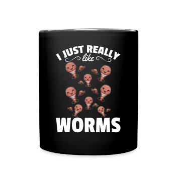 Compost worm lover Happy Worm I like worms - Full Colour Mug - black - Front