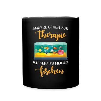 Fische Aquarium Spruch lustig - Tasse einfarbig - Schwarz - Vorne