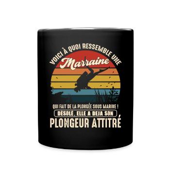 marraine pratiquante plongée sous marine plongeur - Mug uni - noir - Devant