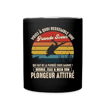 grande soeur pratiquante plongée sous marine - Mug uni - noir - Devant