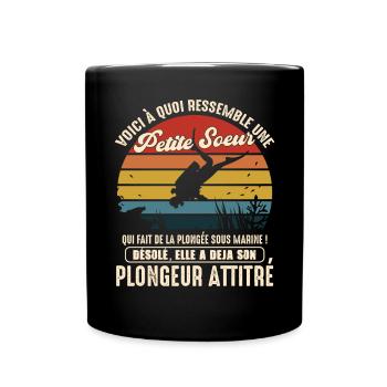 petite soeur pratiquante plongée sous marine - Mug uni - noir - Devant