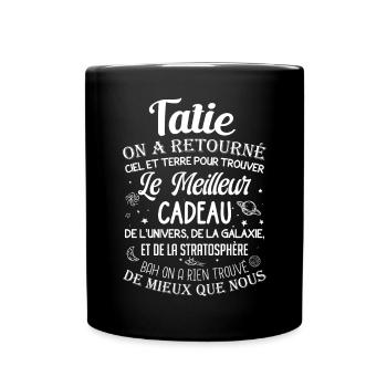 Meilleur cadeau tatie ciel et terre drôle tante - Mug uni - noir - Devant