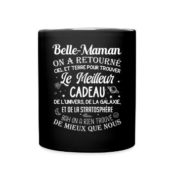 Meilleur cadeau belle maman ciel et terre drôle - Mug uni - noir - Devant