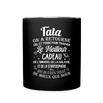 Meilleur cadeau tata ciel et terre drôle tantine - Mug uni - noir - Devant