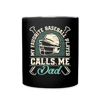 Baseballspieler Papa Vatertag Baseball Geschenk - Tasse einfarbig - Schwarz - Vorne