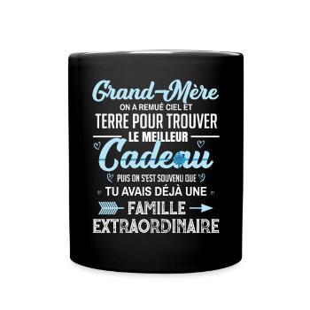 Meilleur cadeau grand mère citation coeur ruban - Mug uni - noir - Devant