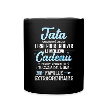 Meilleur cadeau tata citation coeur ruban tante - Mug uni - noir - Devant