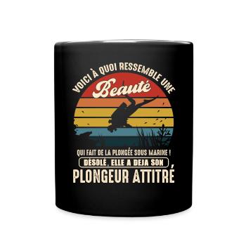 couple pratiquante plongée sous marine plongeur - Mug uni - noir - Devant