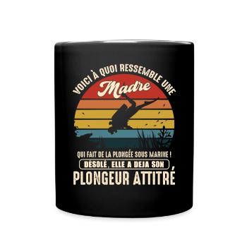 maman pratiquante plongée sous marine plongeur - Mug uni - noir - Devant
