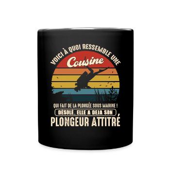 cousine pratiquante plongée sous marine plongeur - Mug uni - noir - Devant