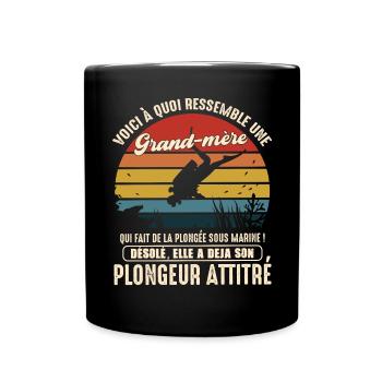 grand mère pratiquante plongée sous marine - Mug uni - noir - Devant