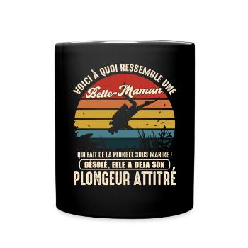 belle maman pratiquante plongée sous marine - Mug uni - noir - Devant