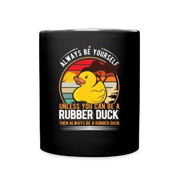 Canard en caoutchouc Canard grinçant Canard de bain - Mug uni - noir - Devant