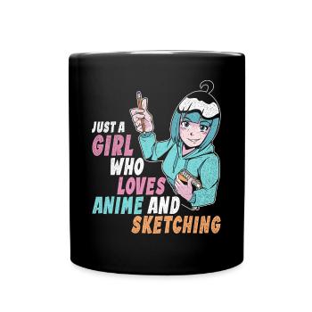 Vintage Just A Girl Who Loves Anime And Sketching - Full Colour Mug - black - Front