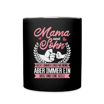 Vintage Mama und Sohn Geschenk Mutter - Tasse einfarbig - Schwarz - Vorne