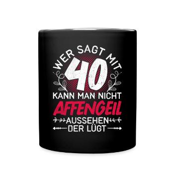 Vintage Vierzigster Geburtstag 40 Geschenk Damen - Tasse einfarbig - Schwarz - Vorne