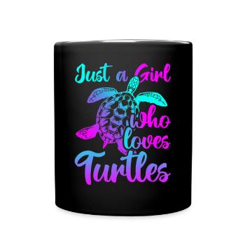 Just A Girk Who Loves Turtles - Tasse einfarbig - Schwarz - Vorne