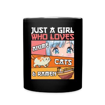 Just A Girl Who Loves Anime Cats And Frame - Full Colour Mug - black - Front