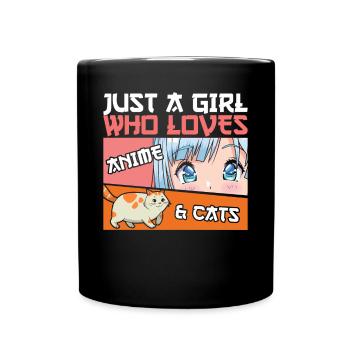 Just A Girl Who Loves Anime And Cats - Full Colour Mug - black - Front