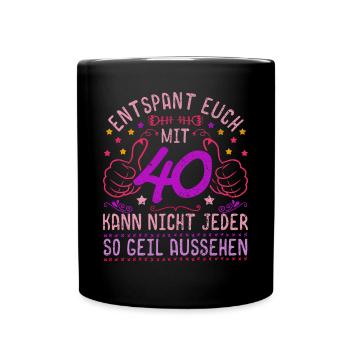 Vintage Geschenk Damen Vierzigster Geburtstag 40 - Tasse einfarbig - Schwarz - Vorne