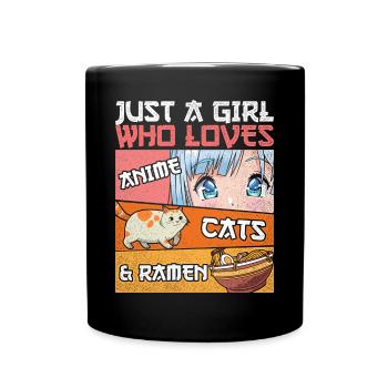 Just A Girl Who Loves Anime Cats And Frame - Full Colour Mug - black - Front