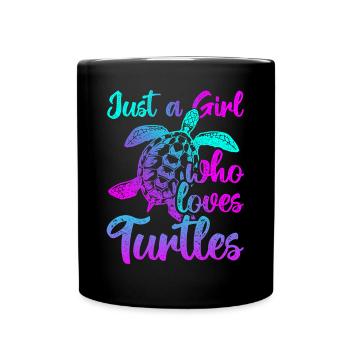 Vintage Just A Girk Who Loves Turtles - Tasse einfarbig - Schwarz - Vorne