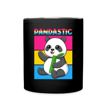 PANDASTIC / Pansexuell, Panda Lover, Bambus - Tasse einfarbig - Schwarz - Vorne