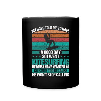 Kitesurfer Vintage Humour Drôle Kitesurf Rétro - Mug uni - noir - Devant