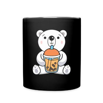 Bubble Tea Eisbär - Tasse einfarbig - Schwarz - Vorne