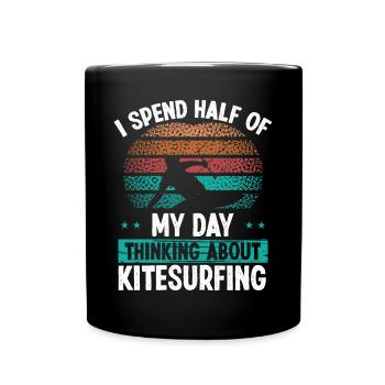 Kitesurf Vintage Penser au Kitesurf - Mug uni - noir - Devant