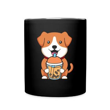 Bubble Tea Hund - Tasse einfarbig - Schwarz - Vorne