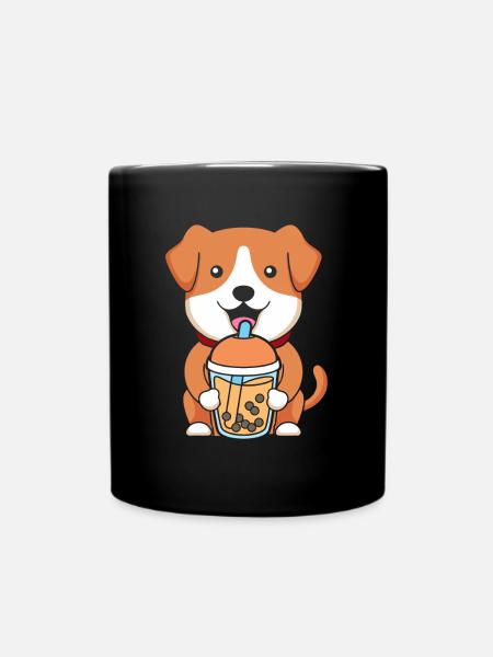 Bubble Tea Hund - Tasse einfarbig - Schwarz