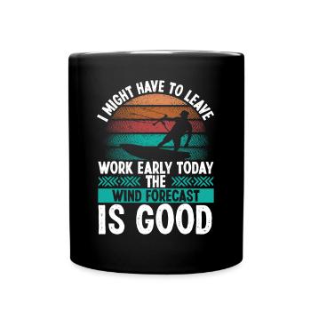 Kitesurfing Wind Forecast Kiteboarding Kitesurf - Full Colour Mug - black - Front