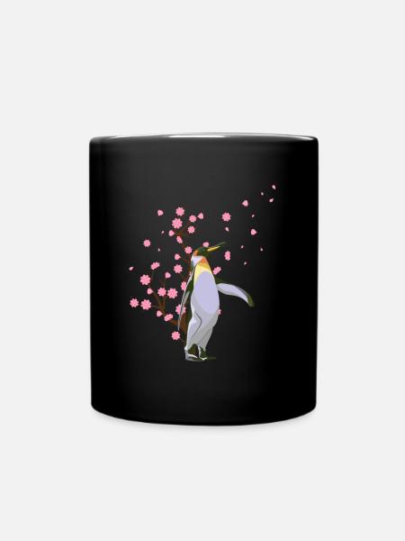Cherry Blossom Penguin Japanische Sakura Blume - Tasse einfarbig - Schwarz