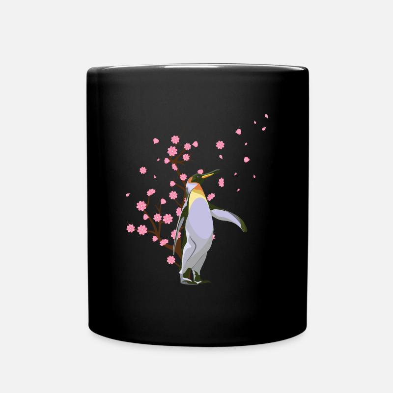 Cherry Blossom Penguin Japanische Sakura Blume - Tasse einfarbig - Schwarz