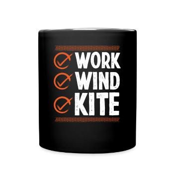 Kitesurfing Work Wind Kite Kitesurfer Kiteboard - Full Colour Mug - black - Front