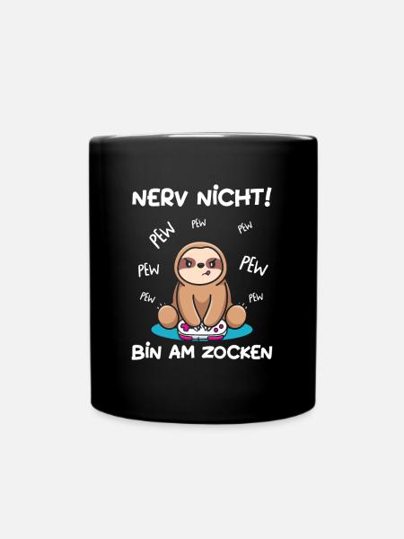 Bin am Zocken Gaming Faultier - Tasse einfarbig - Schwarz